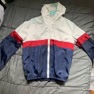 STRIPED ZIP UP WINDBREAKER